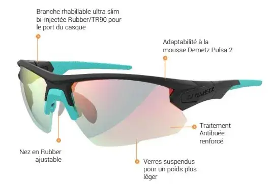 Lunettes pour cycliste, adaptables à la vue